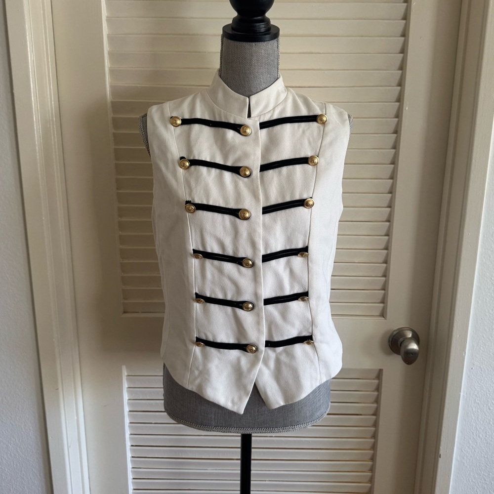 Vintage Sandra Ow-Wing for N.R.1 Saks Fifth Avenue white military style vest